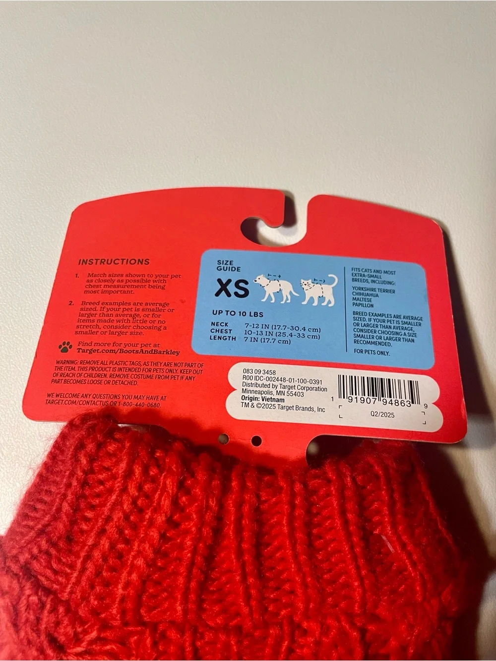 Boots & Barkley Red Cable Knit Pet Sweater NWT XS Size See Chart Up to 10 Lbs